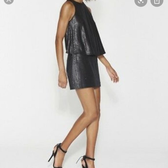 Halston Heritage Black Sequin Mini-Dress - Picture 2 of 6